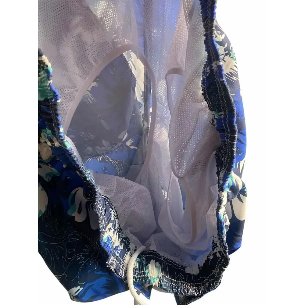 Kailua Surf Board Shorts Men's size 2XL‎ Blue Floral Hawaiian Swim drawstring